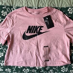 Nike Pink Crop Tee with Black Swoosh Logo